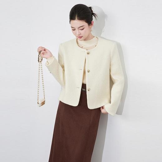 【高货wl】全新升级【铂金会员192/天猫259/差价67】(03308) 洛诗琳100%羊毛呢短款圆领时尚气质女冬新款长袖上衣外套 商品图2