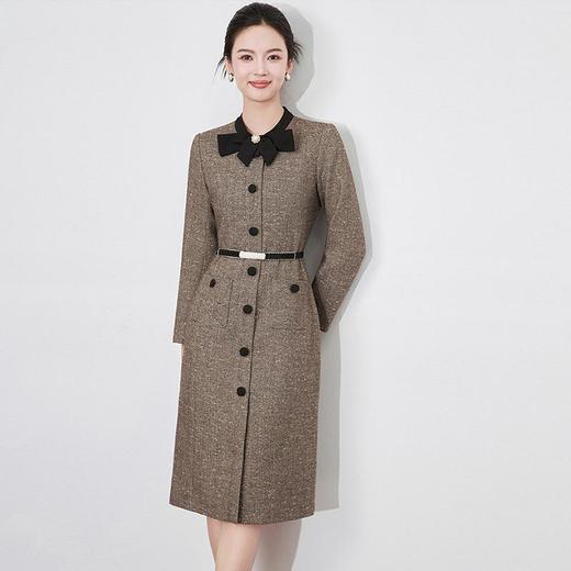 【高货wl】全新升级【铂金会员367/天猫499/差价132】(03952) 洛诗琳秋冬新款复古经典通勤蝴蝶结领显瘦中长款连衣裙 商品图2