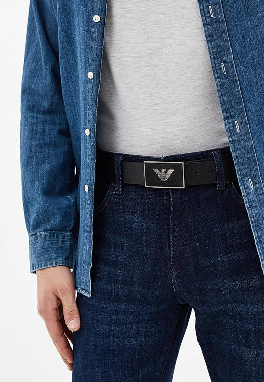 【超惠秒】EMPORIO ARMANI 阿玛尼 男士简约金属飞鹰logo板扣真皮腰带 10263 商品图3