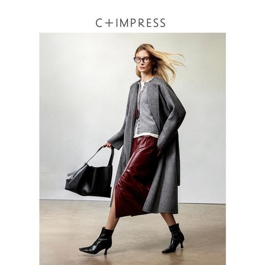 CIMPRESS/西嘉澳洲精梳细支羊毛双面呢大衣女秋冬可拆卸围脖外套(货号:DY2404062) 商品图2
