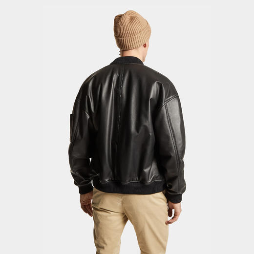 DSQUARED2 男士皮革飞行员夹克外套 黑色 S74AM1502 SY1602 900 商品图2