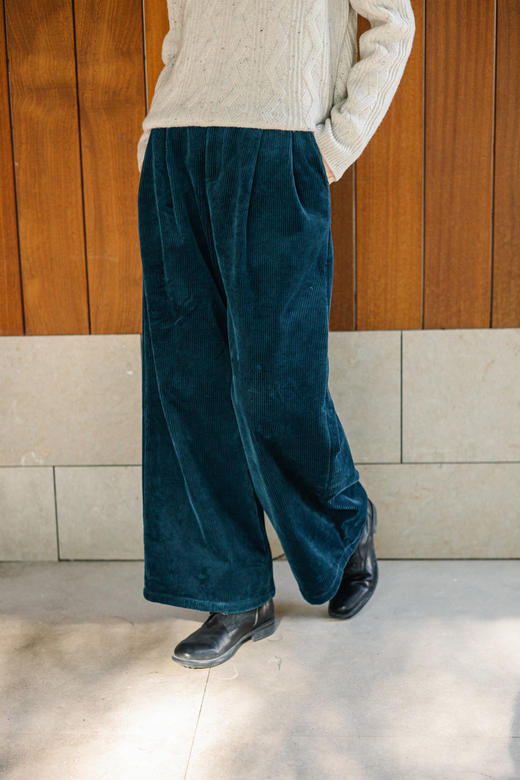 绽放旅行女装843朵/秋冬灯芯绒复合绒松紧腰防风保暖直筒休闲长裤 商品图5