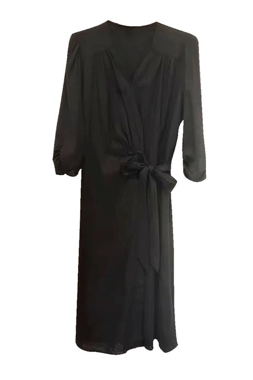 VIVIAN LIU R2424103春女装新款V领侧腰系带长袖收腰连衣裙 商品图5