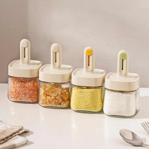 摩登主妇调料罐勺盖一体厨房家用调料收纳盒分装瓶调味料瓶罐盐罐 商品图3