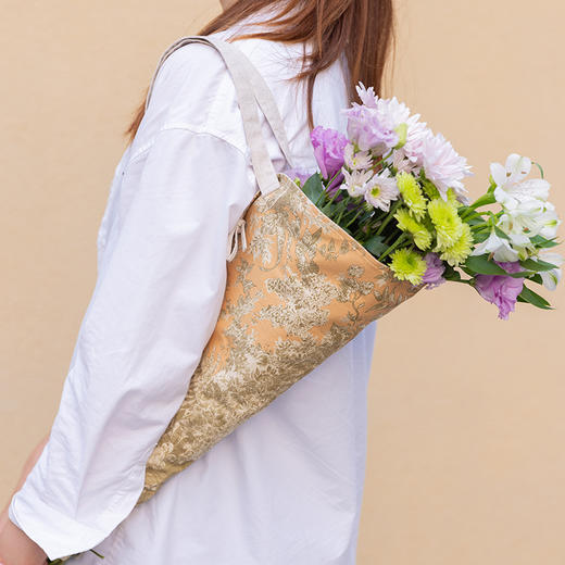 线描三色花篮干花提篮布艺花袋三色棉质粗布手提篮单件挎包高级感 商品图4