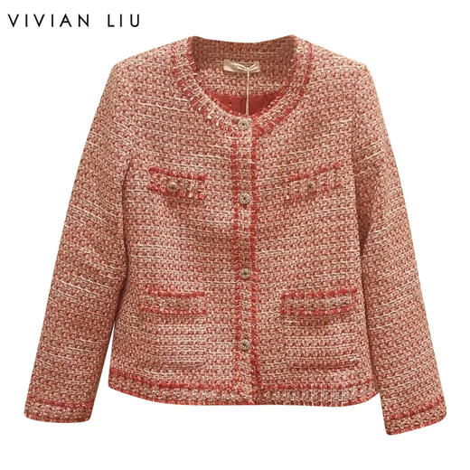 VIVIAN LIU R2413110新款时尚圆领短款高级气质小香风外套 商品图0