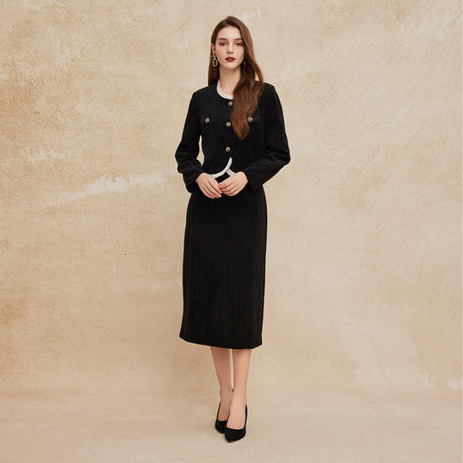 PH110斯尔丽2024冬季新款小香风短外套搭配直筒长裙OL气质减龄时尚套装 商品图7