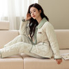 芬腾冬季女士三层夹棉翻领开衫睡衣大码套装珊瑚绒加绒加厚家居服 商品缩略图0