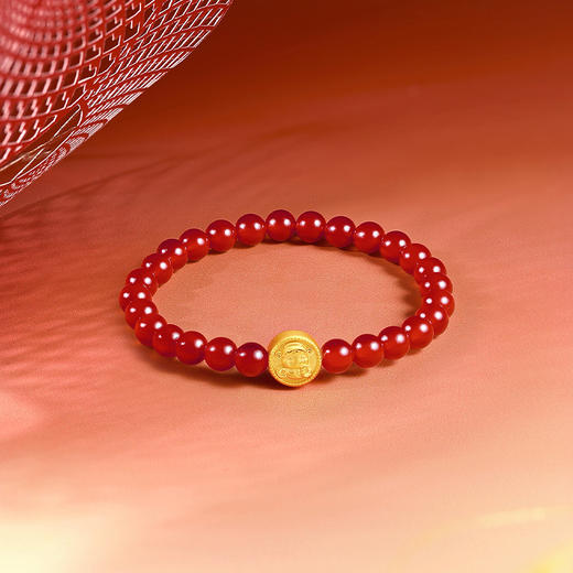 周六福黄金蛇手串女款3d硬金定价生肖蛇系列财福蛇玛瑙手串本命年 商品图2