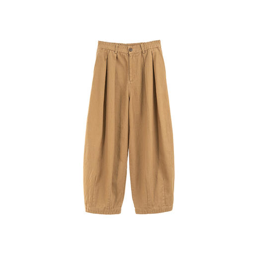 绽放815朵/暖茶气球裤100%天然棉斜纹棉感磨毛宽松保暖休闲长裤 商品图4