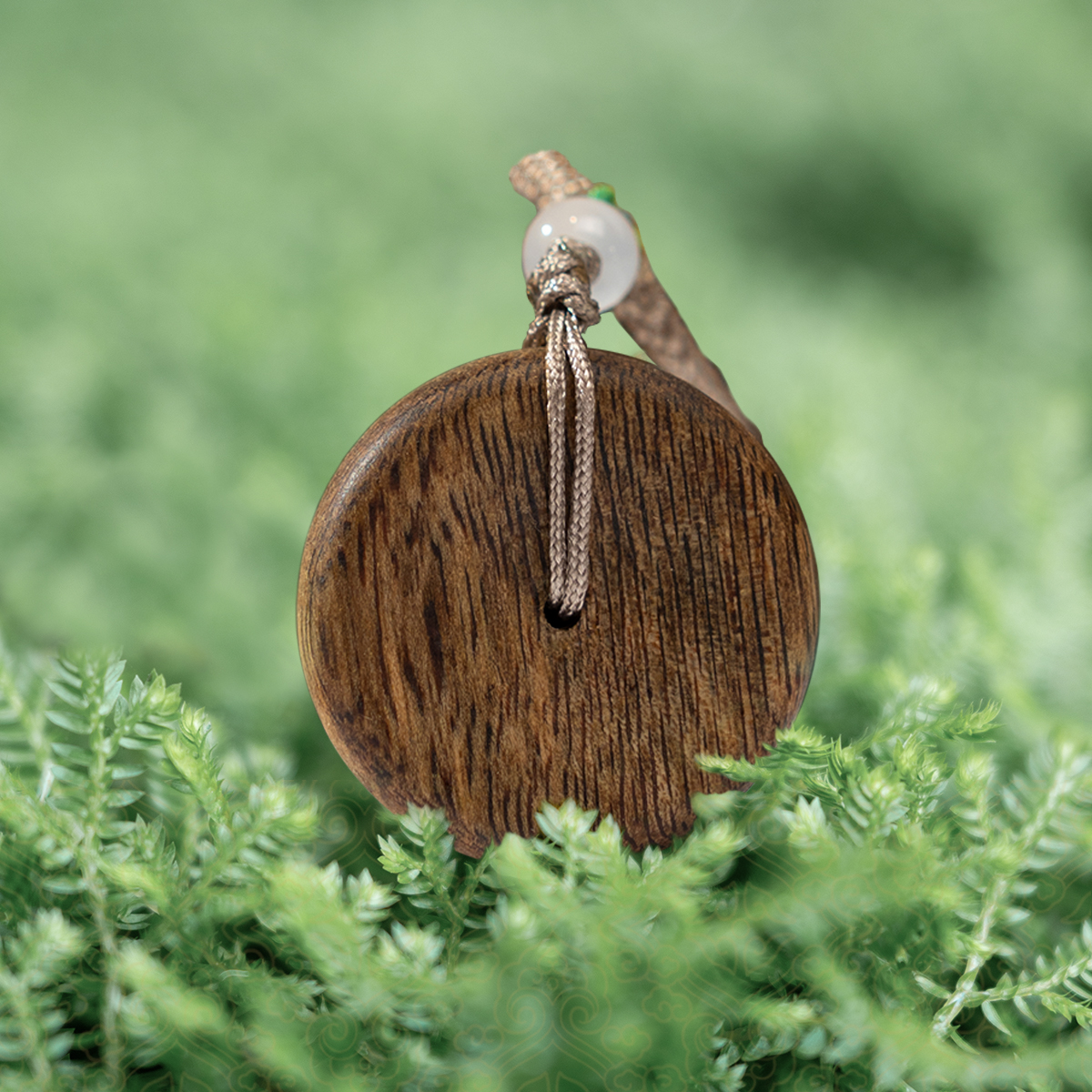 中国沉香文化博物馆 绿奇楠沉香平安扣 挂件 吊坠