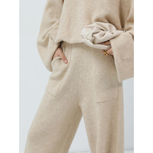 COCOBELLA简约特调花纱色香蕉阔腿裤女直筒针织休闲裤MZ7082 商品图2