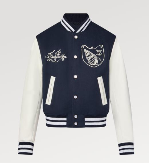 年末清仓秒杀不退换新款海螺刺绣航海系列羊毛牛皮棒球服外套 商品图0