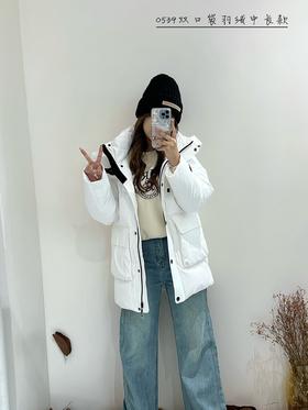74YR20539#双口袋羽绒中长款