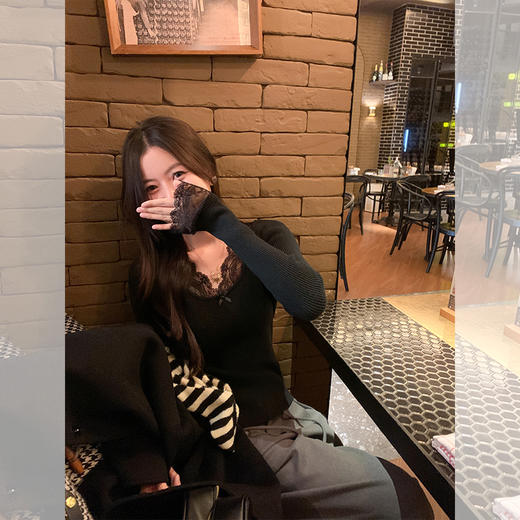 <曾小咸推荐>2色蕾丝边领打底衫 商品图10