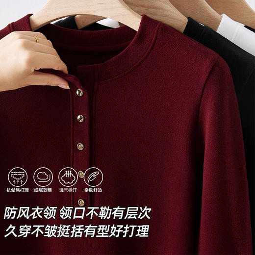 【自】全新升级【铂金会员109/天猫149/差价40】(12443) 洛诗琳天丝德绒女士修身休闲上衣冬季新款加厚保暖打底衫 商品图4