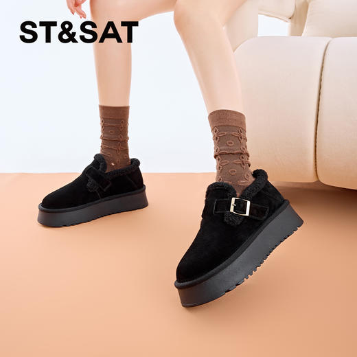 星期六圆头百搭舒适厚底加绒雪地棉鞋SS3411A1PZ 商品图5