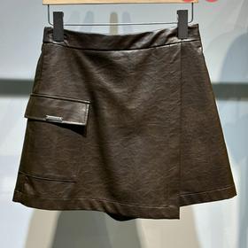 2-4MZ单口袋双层皮A裤裙40630（黑卡） 秋季 943010260321