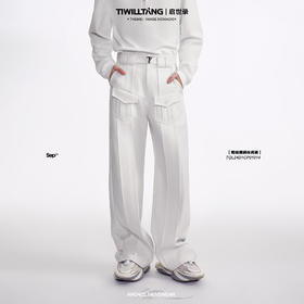 TIWILLTANG启世录“麟次栉裥“明线褶裥休闲裤