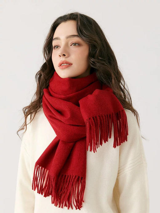 安可拉红仿羊绒新年鸿运围巾 商品图2