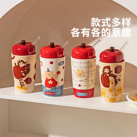 摩登主妇带吸管马克杯家用高颜值杯子带盖陶瓷杯闺蜜圣诞礼物水杯 商品图4