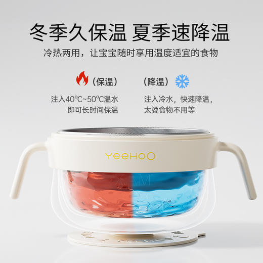 英氏（YEEHOO） 几何温显不锈钢注水保温碗C97B辅食碗 商品图3