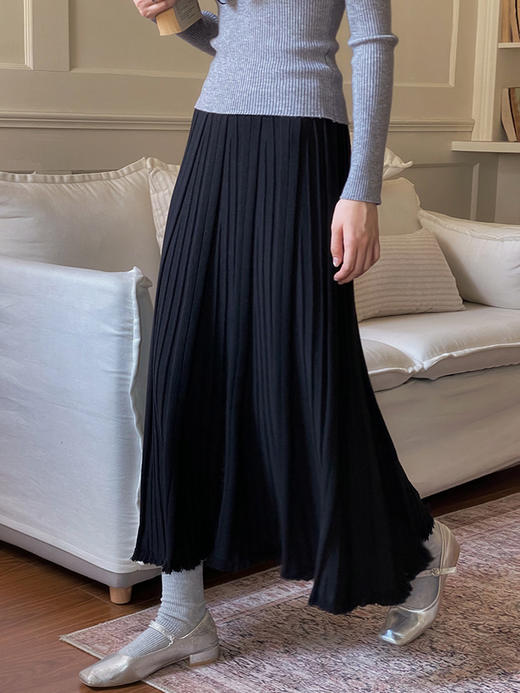 LR【雪顶流苏裙】针织百褶流苏半身裙 商品图1