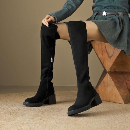 【预售7天】过膝靴瘦瘦弹力靴子，厚底欧美设计感长靴HB&9984 商品图0