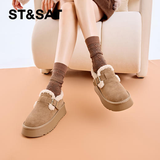 星期六圆头百搭舒适厚底加绒雪地棉鞋SS3411A1PZ 商品图2