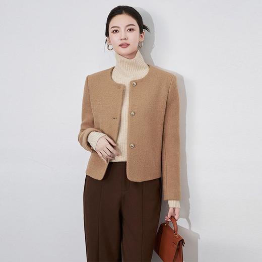 【高货wl】全新升级【铂金会员192/天猫259/差价67】(03308) 洛诗琳100%羊毛呢短款圆领时尚气质女冬新款长袖上衣外套 商品图4