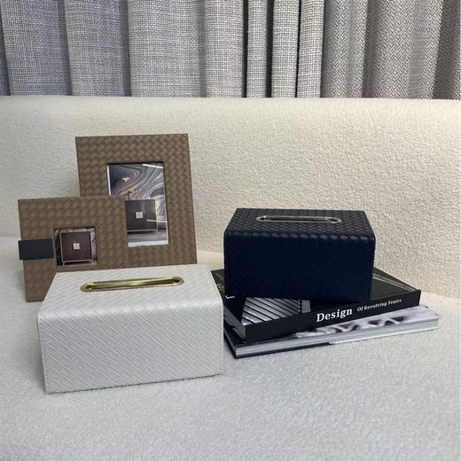 【4色可选】娜家皮革金属扣编织纸巾盒 商品图1