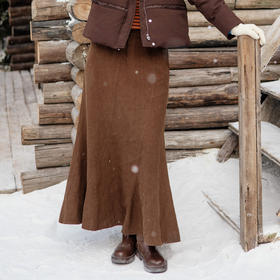 绽放旅行女装839朵/冬季加厚砂洗亚麻复古显瘦浪漫鱼尾裙半身长裙