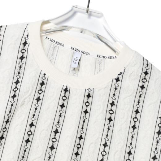 T383新款轻奢链状条纹T恤男女秋季休闲宽松时尚长袖百搭上衣 商品图1