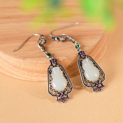 【玉竹凤凰】S925银镶和田玉竹叶凤凰耳饰【SCH-TRS31795】 商品图3