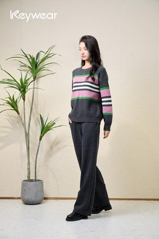 奇威 法式经典条纹圆领针织衫0AF05363 商品图1