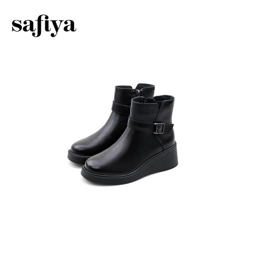 Safiya/索菲娅2024冬季休闲圆头坡跟时尚百搭短踝靴 SF44116108 商品图1