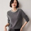 【自】全新升级【铂金会员330/天猫439/差价109】(13720) 洛诗琳重工镶钻圆领羊绒女秋冬新款简约百搭羊毛针织衫上衣 商品缩略图0