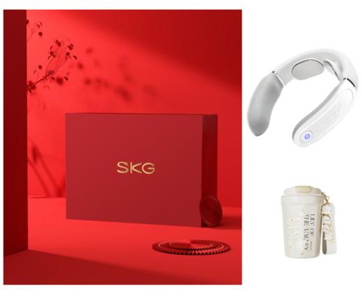 SKG礼盒套装-001 SKG K3倍护3硅胶亲肤颈椎按摩仪+GERM铃兰系列菱形咖啡杯 商品图0