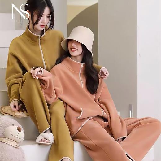 NICESELF 沐光・时尚秋冬短绒居家服 软糯毛绒面料珊瑚绒/摇粒绒逛街服 细腻绵柔云朵包裹感 显瘦版型冬日不臃肿套装 商品图4