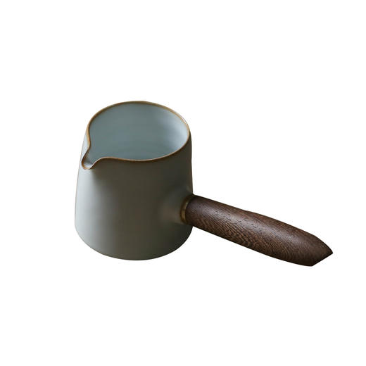 茶香记 李现锋 月白汝窑木柄侧把手公道杯 素雅静简 可拆卸手柄 细节十足 便携实用 功夫茶具 商品图4