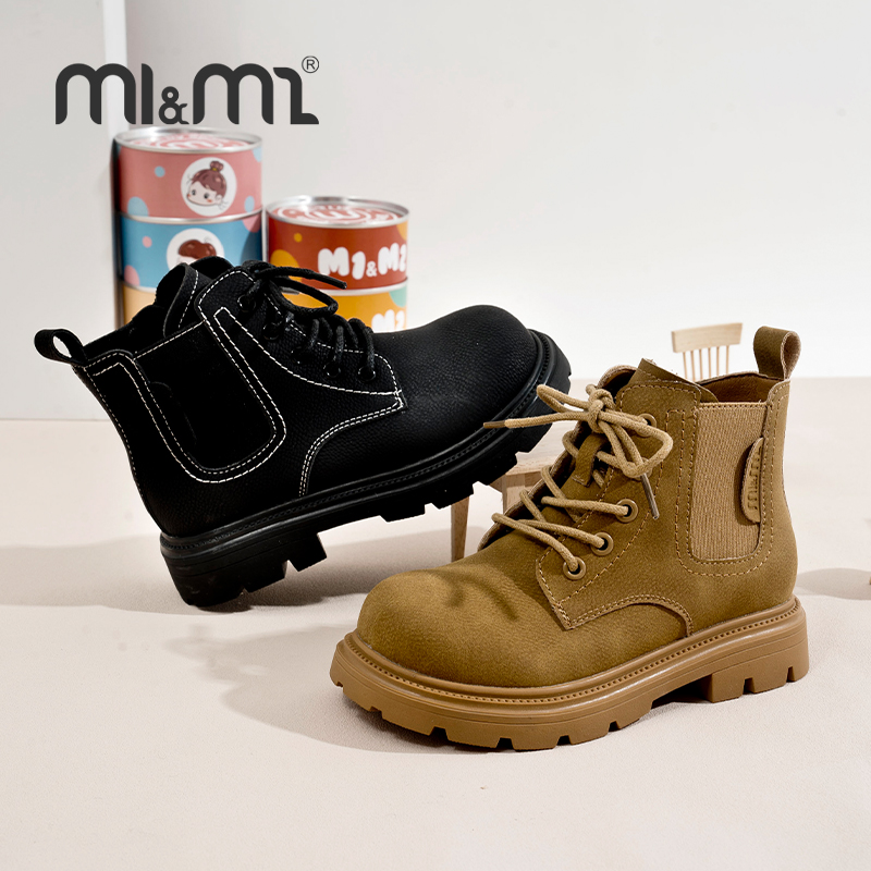 M1&M2儿童童鞋马丁靴女童加绒加厚鞋秋冬英伦风宝宝长筒靴鞋子M112404111