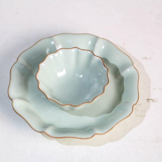 源具造器天青汝瓷葵口杯 商品图0