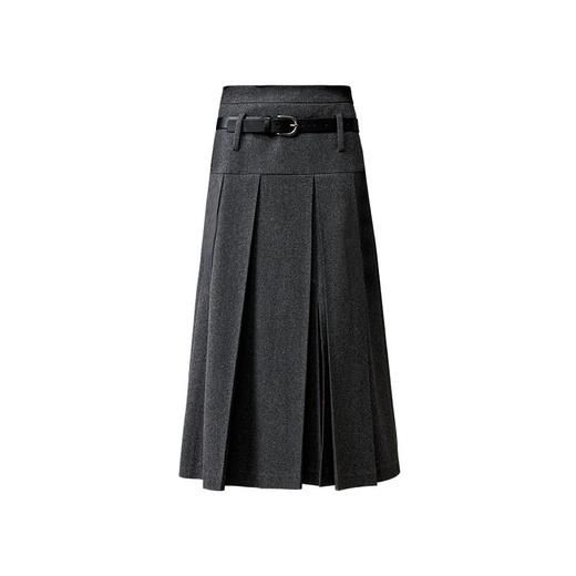 CIMPRESS/西嘉羊毛呢百褶裙女2024新款秋冬知识分子风灰色半身裙(货号:BQ2404058) 商品图4