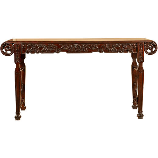 二十世纪 红木浮雕多子多福多寿书卷式大平头案 商品图5