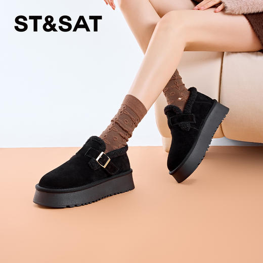 星期六圆头百搭舒适厚底加绒雪地棉鞋SS3411A1PZ 商品图3