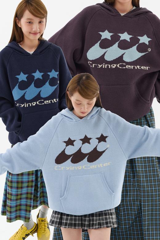 CryingCenter 复古彗星戴帽插袋针织毛衣 哭喊中心 商品图6