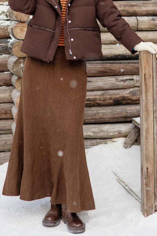 绽放旅行女装839朵/冬季加厚砂洗亚麻复古显瘦浪漫鱼尾裙半身长裙 商品图5