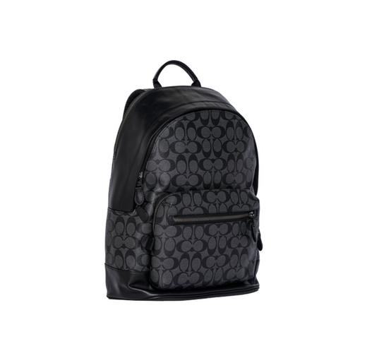 COACH蔻驰 经典拉链开合大容量老花 涂层帆布拼小牛皮 背包双肩包  黑色（CB） 商品图2