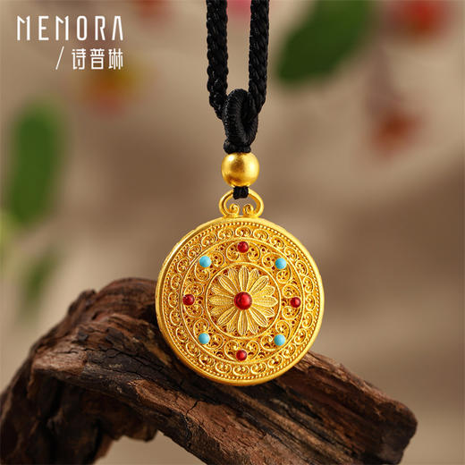 黄金吊坠古法金中国风足金挂坠女士礼物【按克计价黄金1】MEMORA诗普琳GPE05801（线上专供） 商品图4