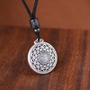 【八宝罗盘】足银999银复古真言镂空福字檀木编绳吊坠【SCH-SY17637】 商品缩略图2